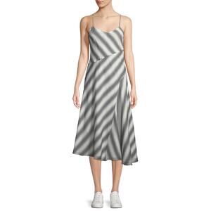 Theory Women's Size 8 Black & White Spaghetti Strap Striped Summer Athens Dress